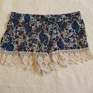 Paisley and Lace Shorts- Sz L